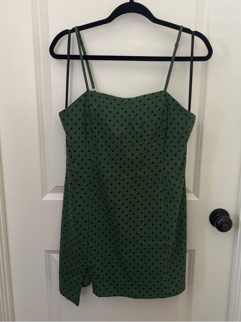 MINKPINK Green Polka Dot Mini Dress with Spaghetti Straps